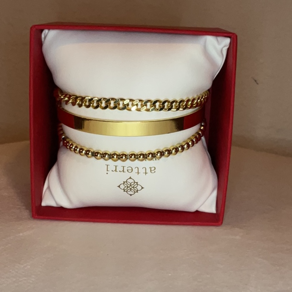 Gold Curb Chain Bracelets with Polished Finish (3 piece set)